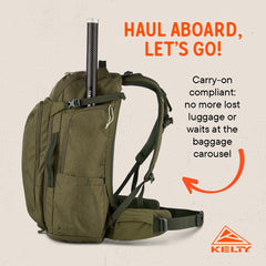 Kelty Redwing Traveler 40L burnt olive open compartments for organization