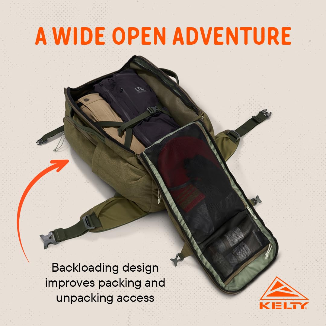 Kelty Redwing Traveler 40L burnt olive shoulder straps and sternum strap