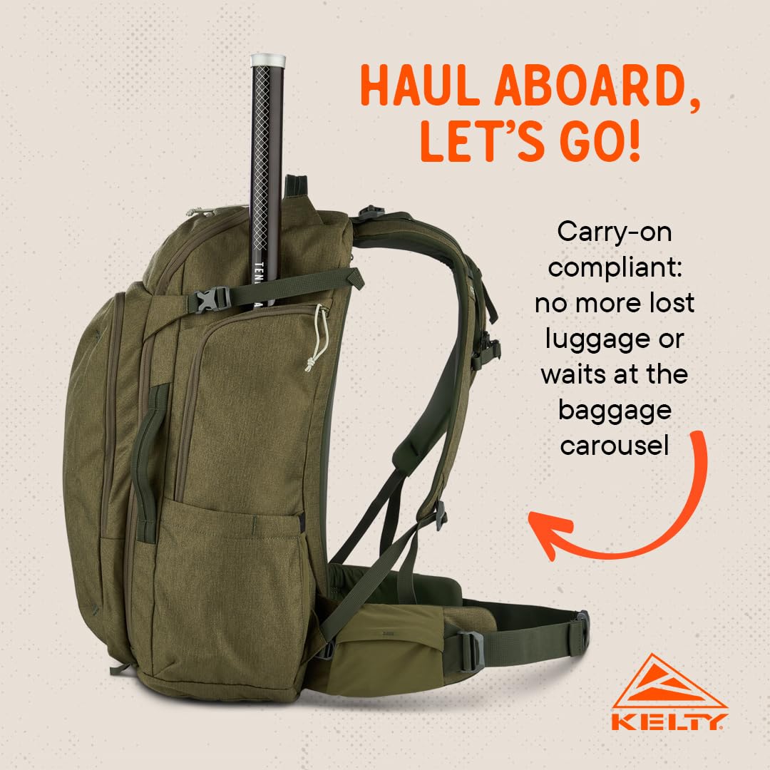 Kelty Redwing Traveler Backpack stowable hip belt adds comfort.
