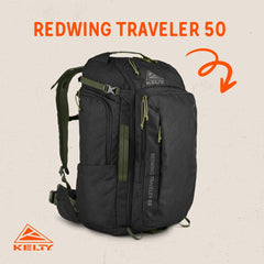Kelty Redwing Traveler signature wing pockets for organized storage and accessibility.