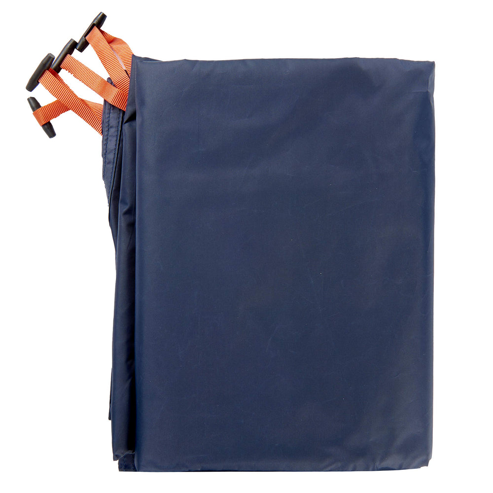 Kelty Rumpus footprint with pre-attached guylines shows quick setup advantage