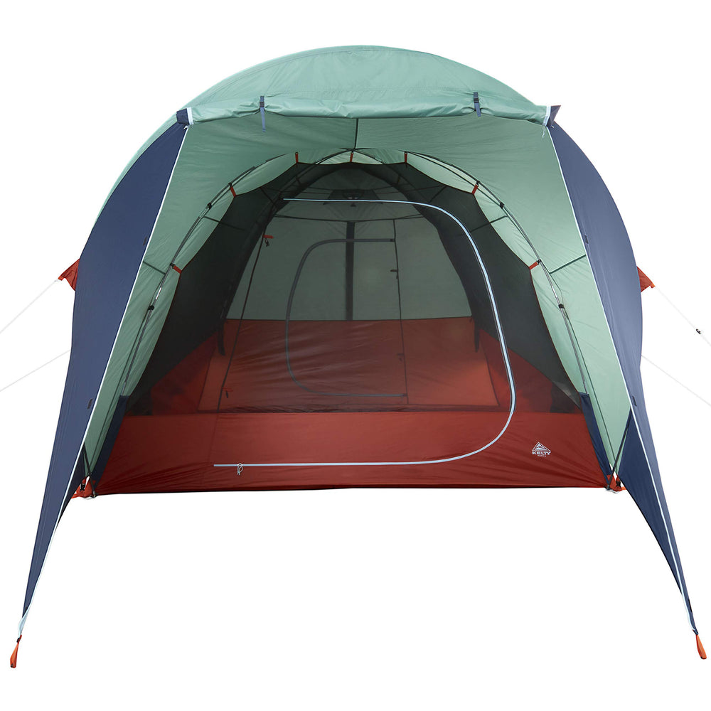 Kelty Rumpus vestibule shade-awning captures sheltered storage and outdoor seating.