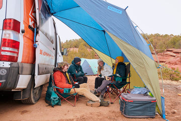 Kelty Sideroads beach shade setup offers sun protection and comfort.