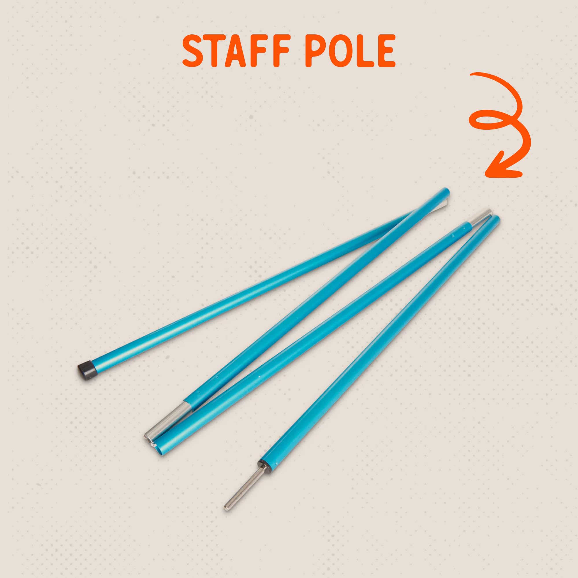 Kelty Staff Pole Aluminum collapsed for compact packing and quick setup.
