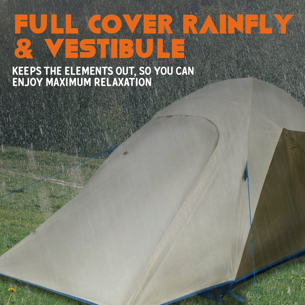 Kelty Tanglewood-rainfly-clip-on: full-coverage protection with clip-on rainfly.