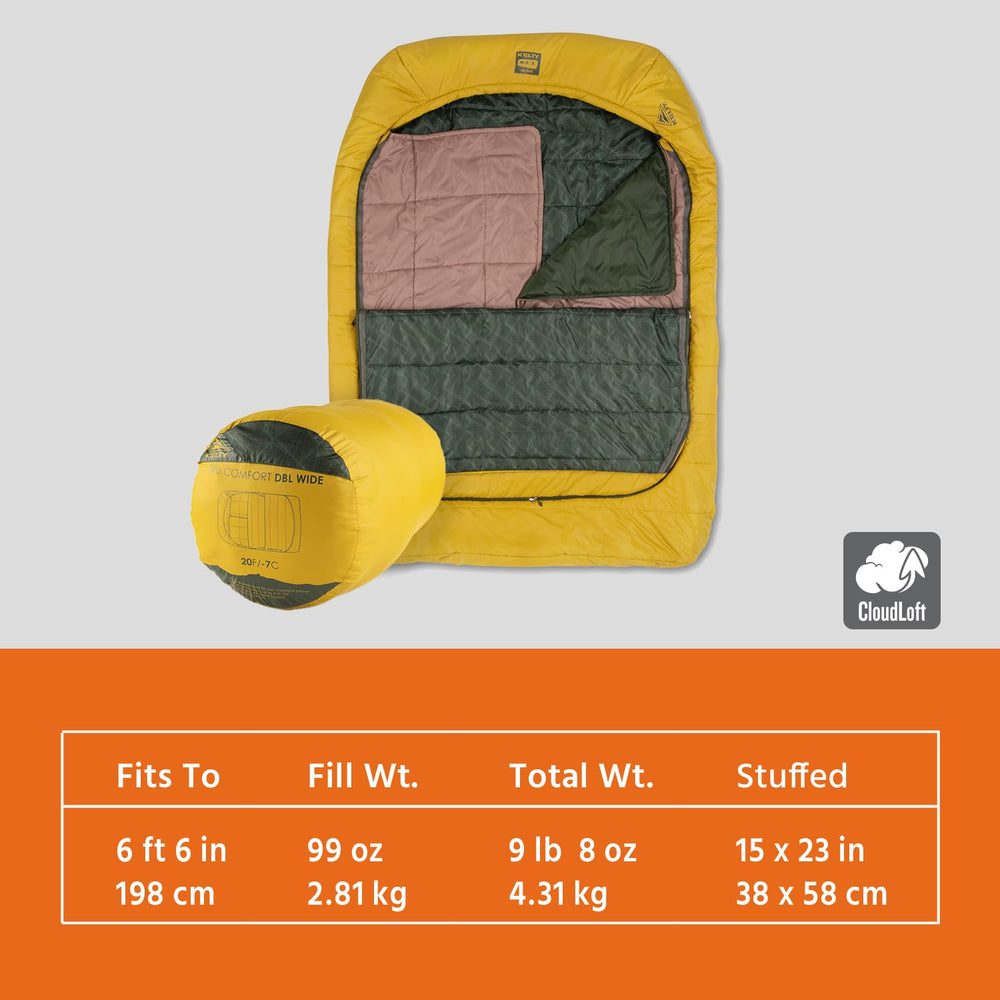Kelty Tru.Comfort Doublewide 2P removable top layer for climate control