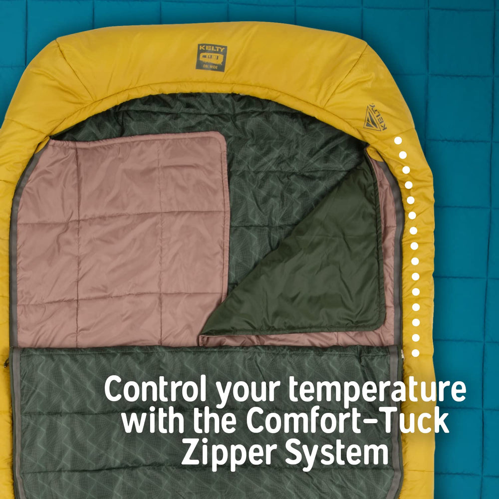 Kelty Tru.Comfort Doublewide hood fits two pillows for shared comfort.