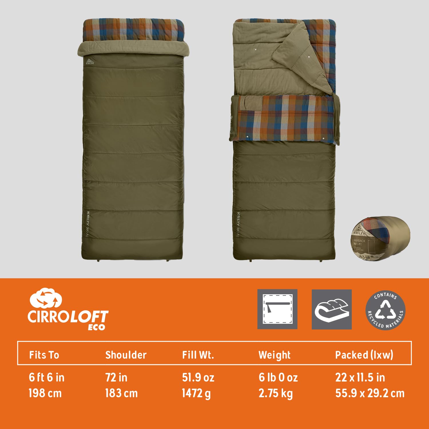 Kelty Wayback rectangular shape blends nostalgia with modern warmth.