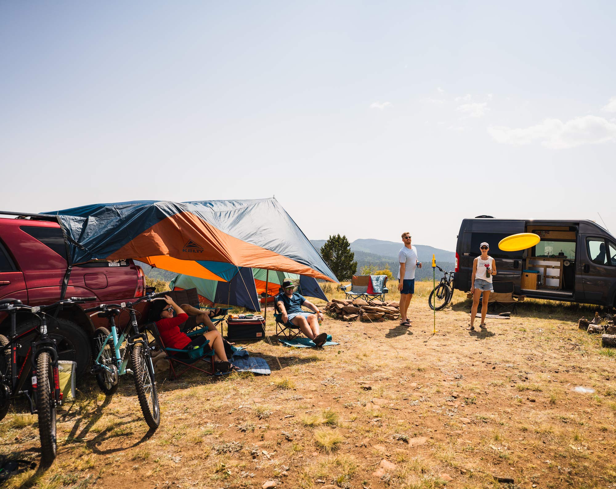 Kelty Waypoint Tarp 65D polyester construction resists wear on long trips.