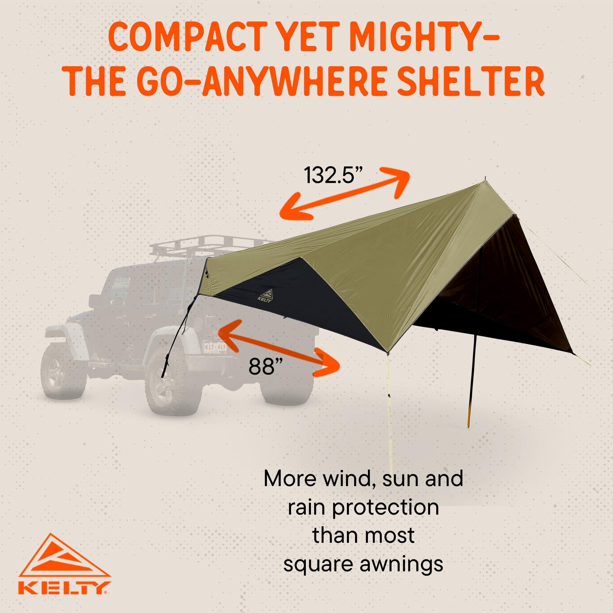 Kelty Waypoint Tarp extended coverage supports a social space at festivals.