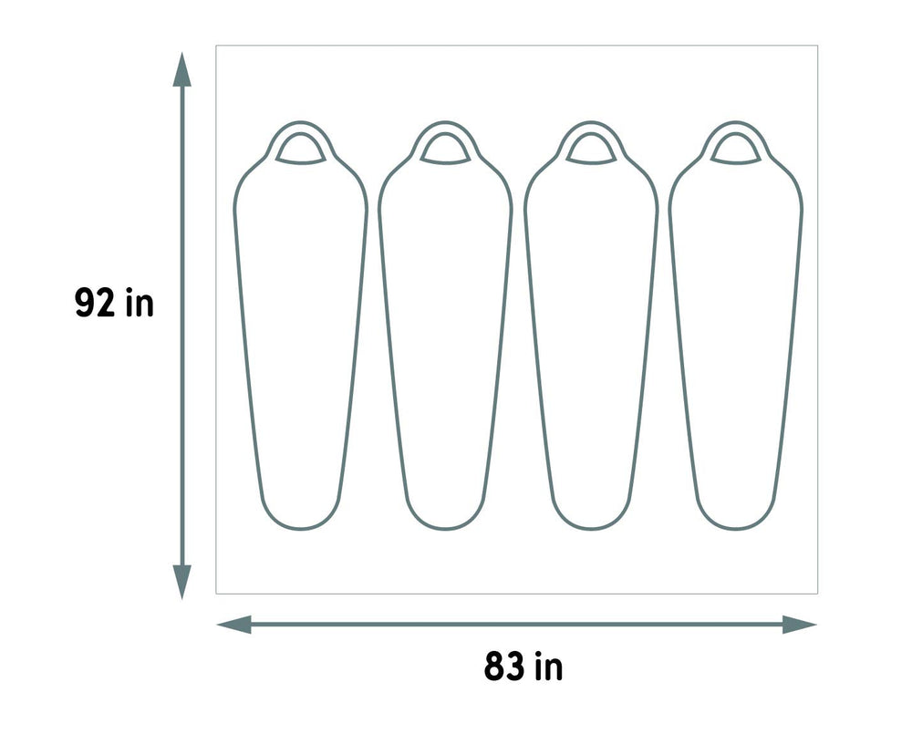 Kelty Wireless 4 Footprint under tent demonstrates fit and weather-ready edge.