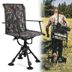 KEMIMOTO 360-degree silent swivel chair in camo for stealthy hunting.