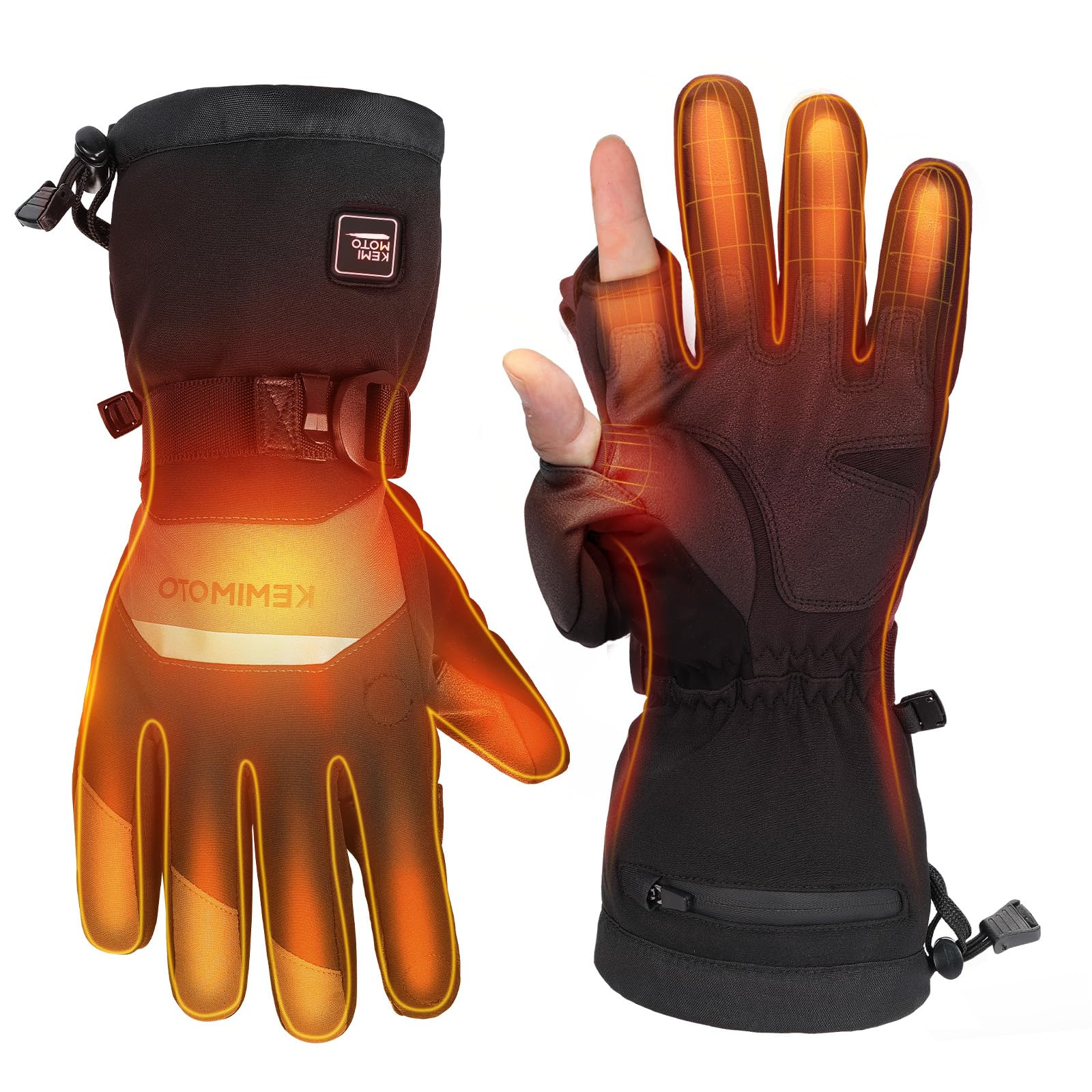 KEMIMOTO heated gloves backhand heat for rapid warmth during outdoor activities