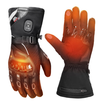 KEMIMOTO heated gloves top view show even warmth for cold-weather rides