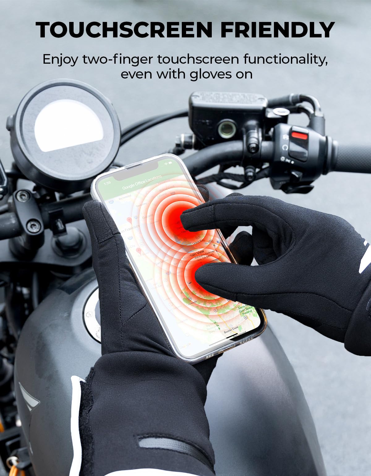KEMIMOTO heated gloves waterproof zipper closeup resists moisture