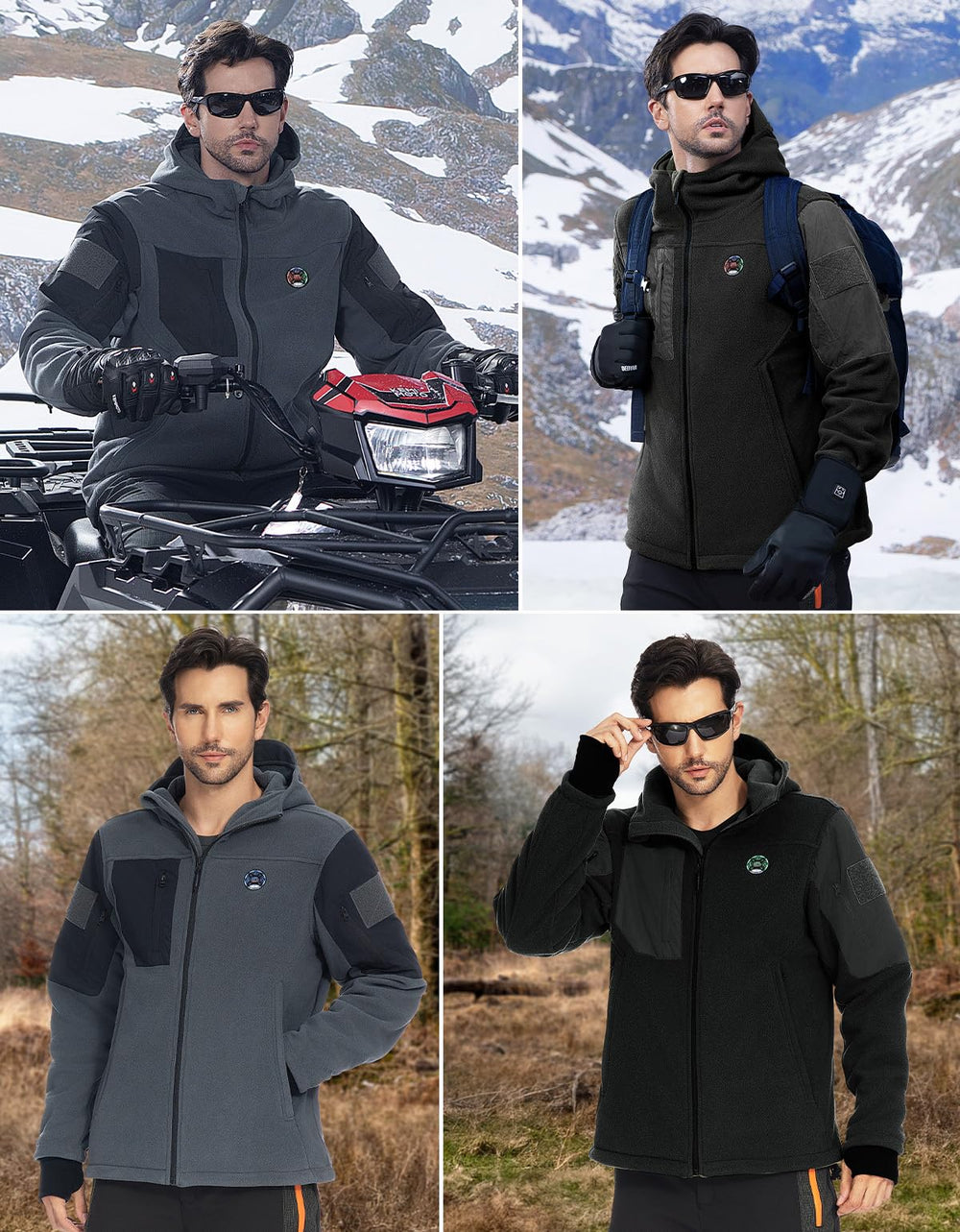 KEMIMOTO heated jacket showing heat zones across back chest and arms.