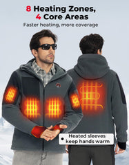 KEMIMOTO heated jacket windproof shell protecting from chilly winds outdoors.