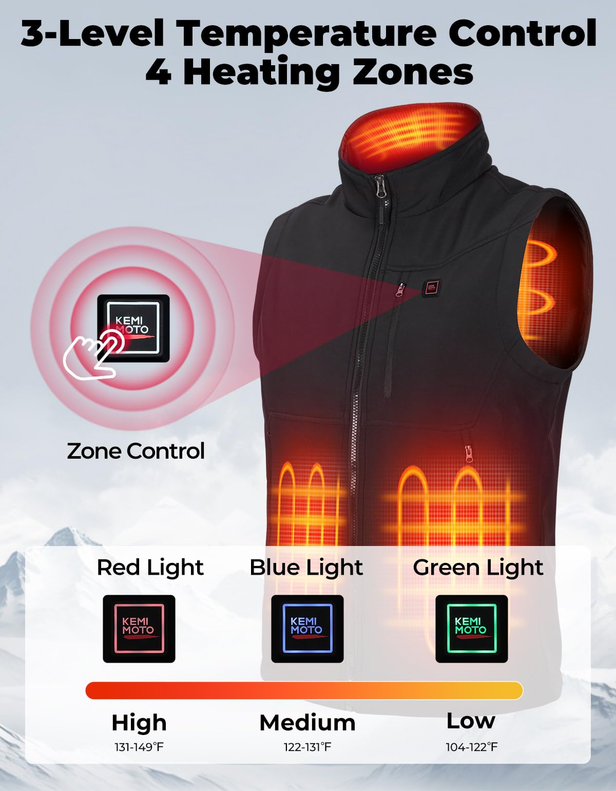 KEMIMOTO heated vest app control interface enables precise temperature tuning