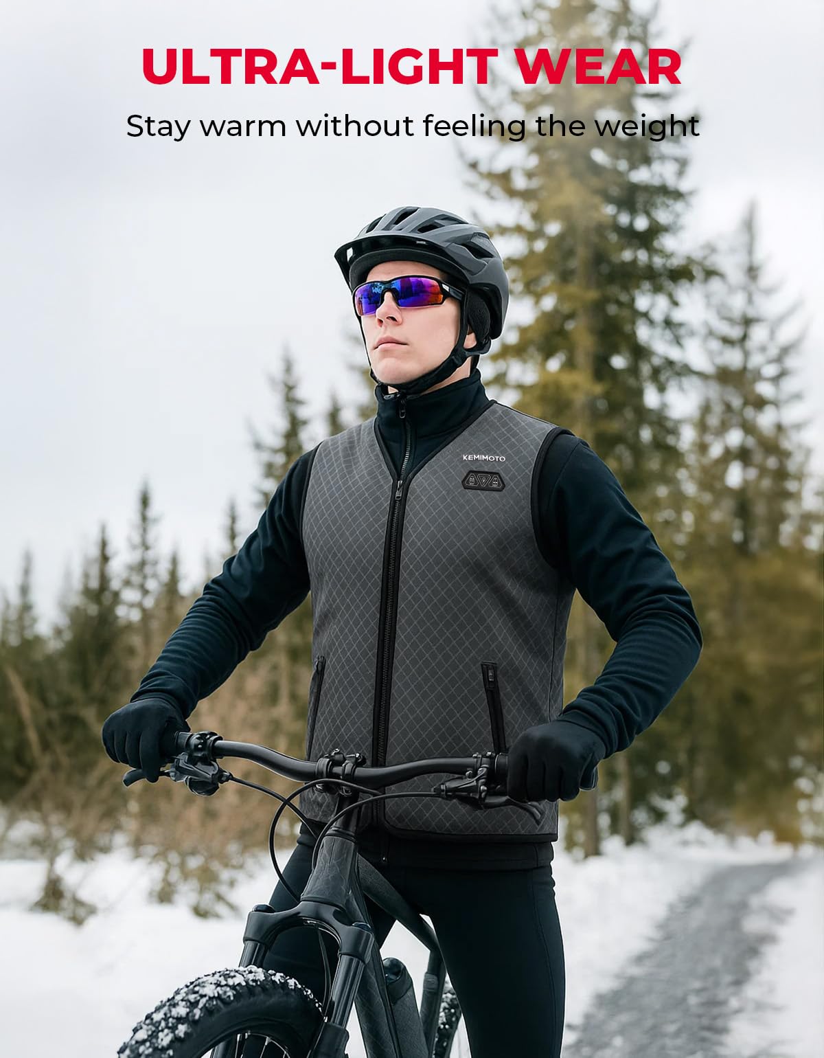 KEMIMOTO heated vest men velvet inner provides soft comfort plus long-lasting warmth.