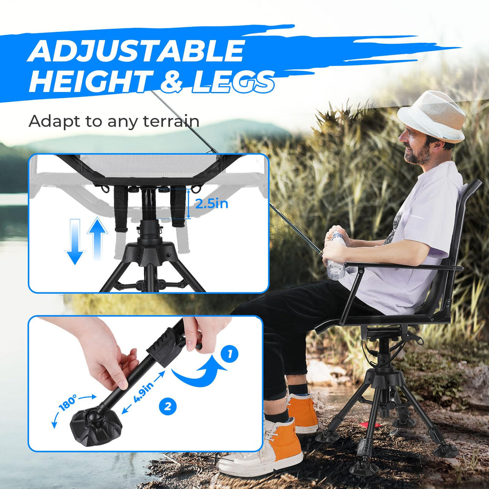 KEMIMOTO hunting blind chair stable legs prevent sinking on uneven ground.