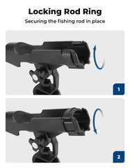 Locking rod ring mechanism on kayak rod holder