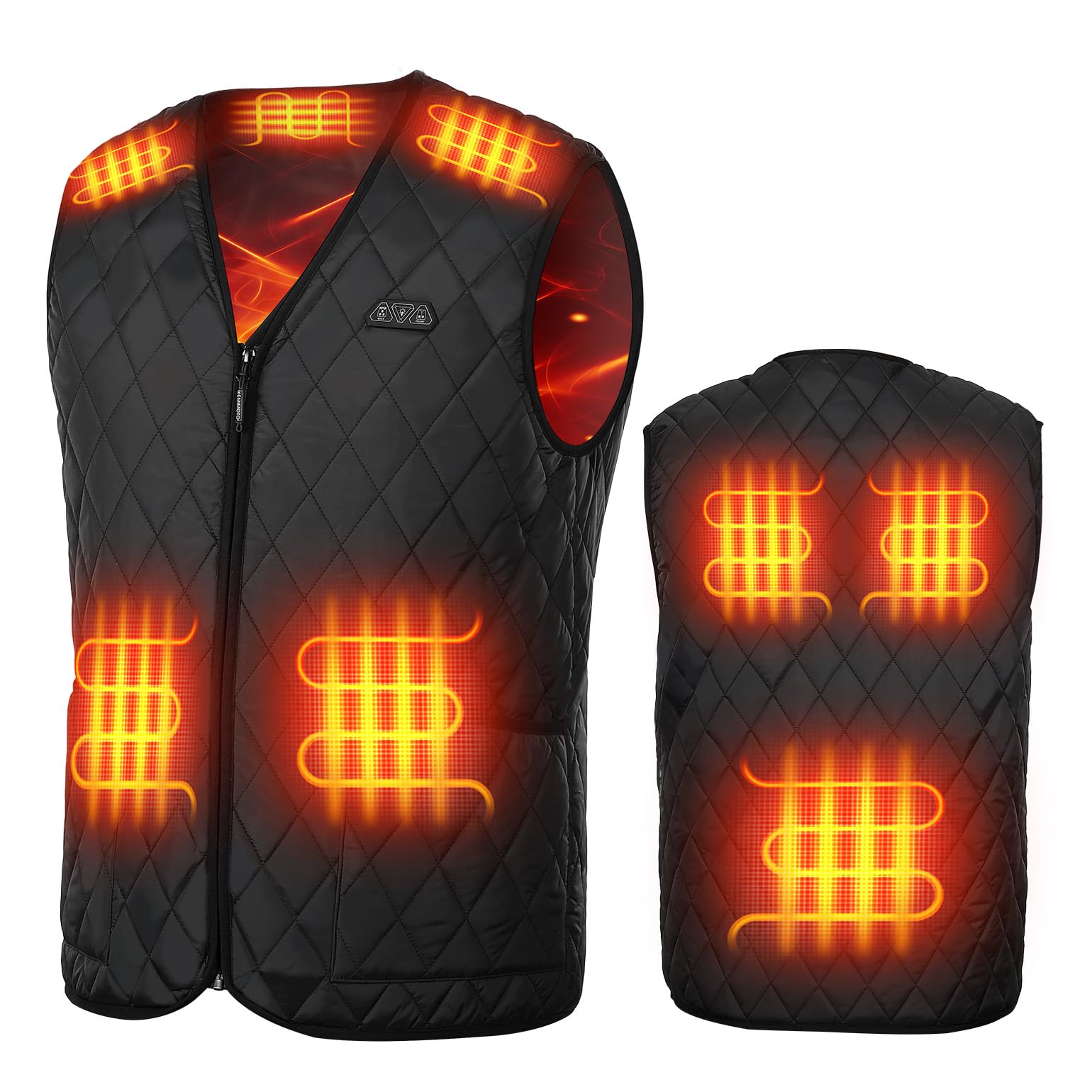 KEMIMOTO heated vest with 8 heating zones for all-around warmth.