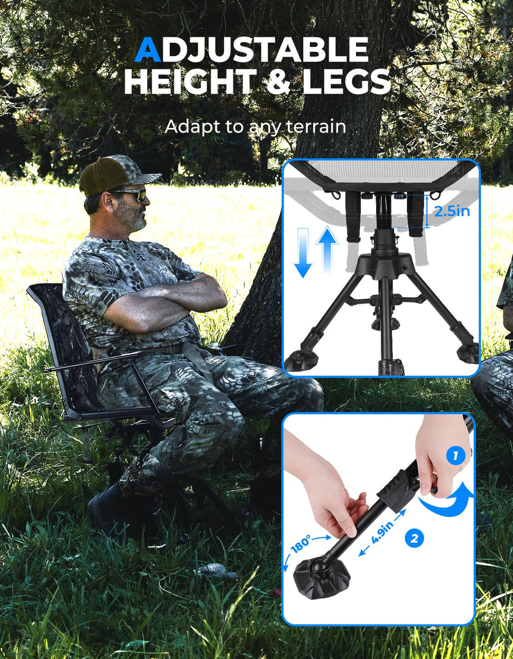KEMIMOTO portable folding hunting chair with shoulder strap.
