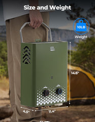 Kemimoto tankless water heater with detachable handle ready to hang