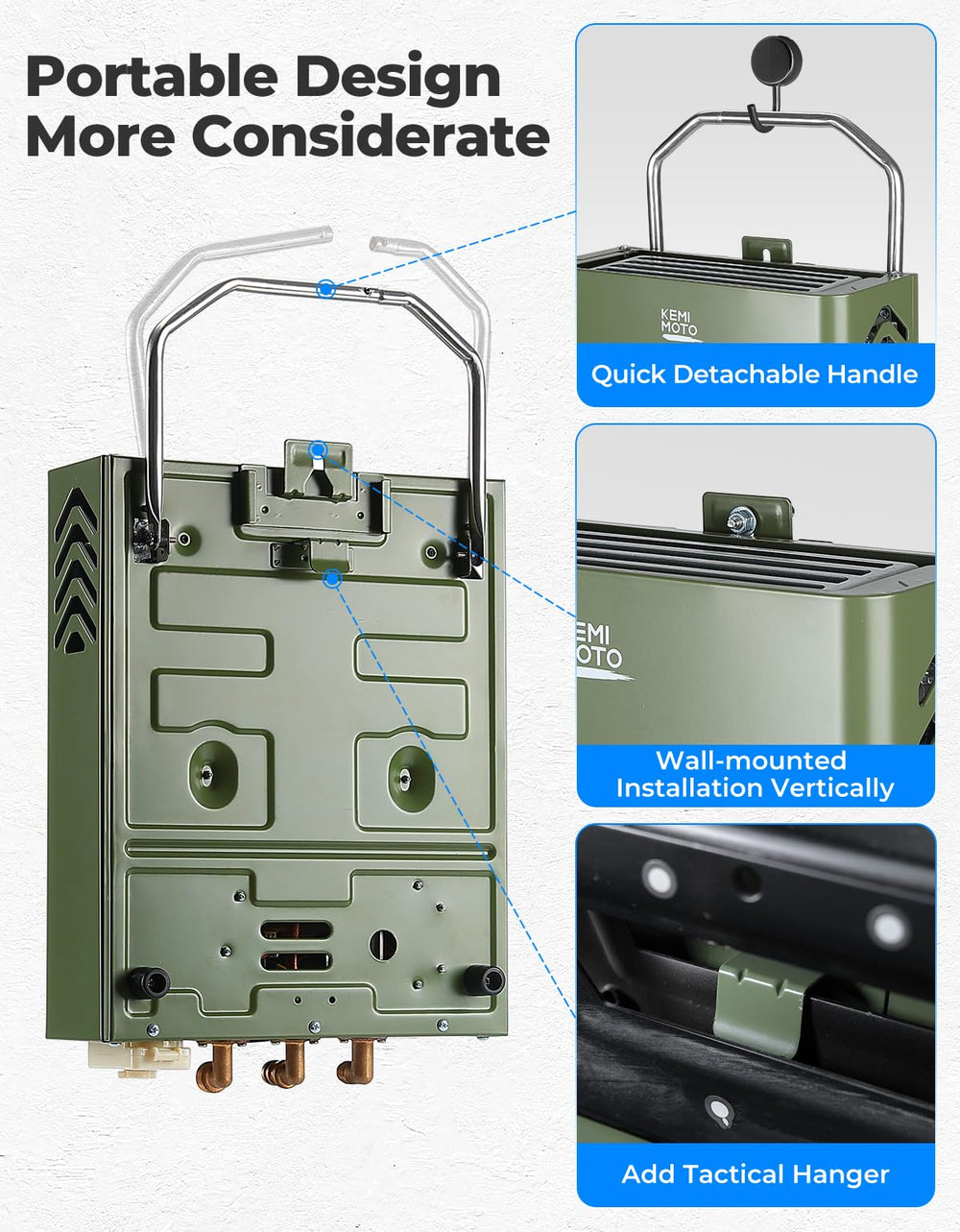 Kemimoto tankless water heater with overheat protection safety feature