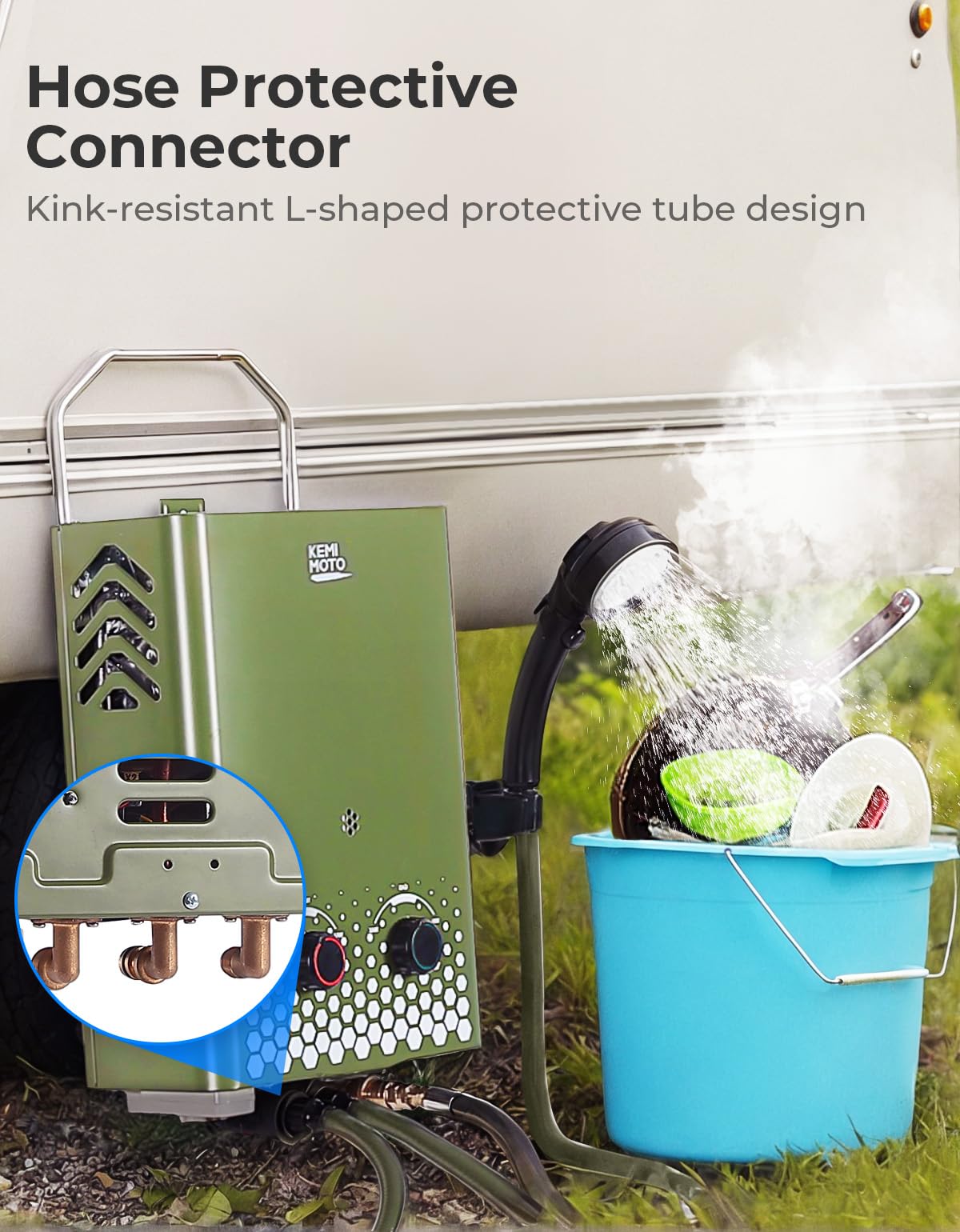 Kemimoto tankless water heater with overpressure drain valve extending pipe life