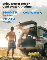 Kemimoto tankless water heater demonstrating rapid heating for quick hot water