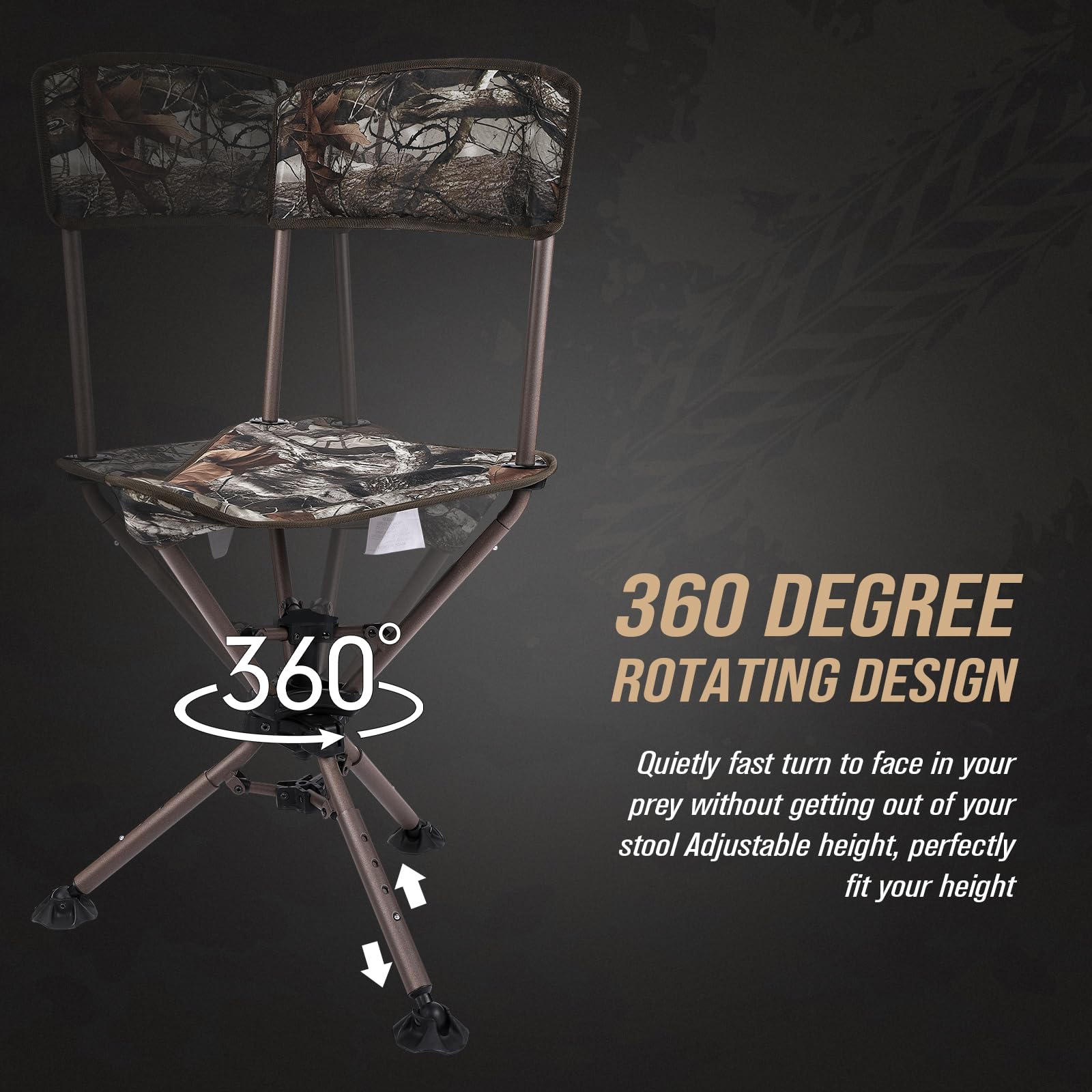 KEMIMOTO tripod swivel hunting chair backrest design provides comfortable support