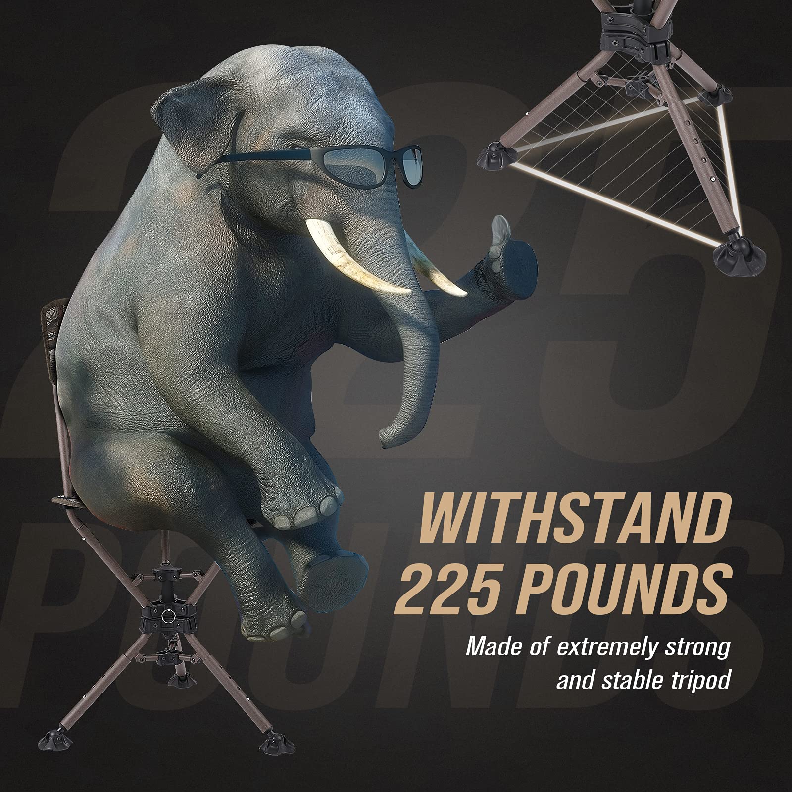 KEMIMOTO tripod swivel hunting chair foldable with carry bag for easy transport