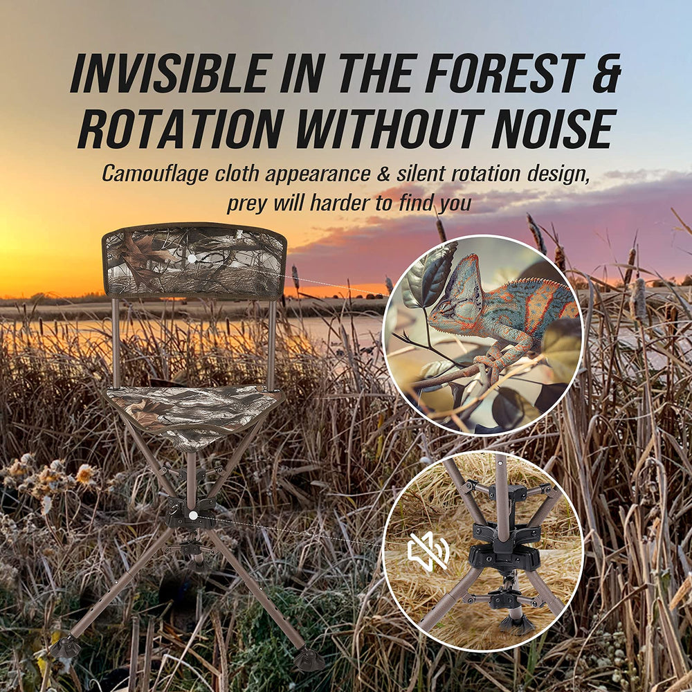 KEMIMOTO tripod swivel hunting chair sturdy steel frame ensures reliability in rugged use