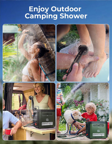 KEMIMOTO water heater in travel case ready for rugged outdoor use