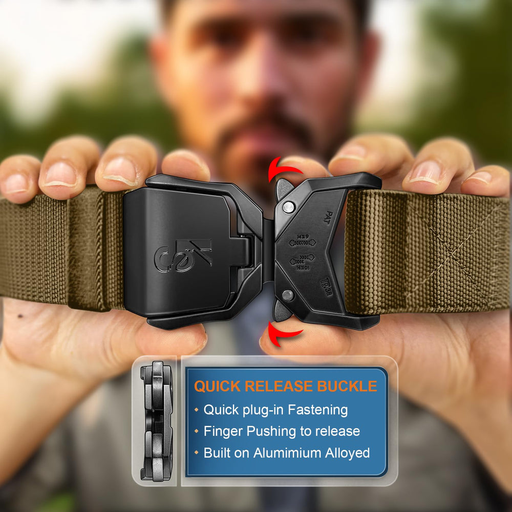 KEMISANT Men Tactical Belt quick-release buckle enables fast tool changes during tasks.