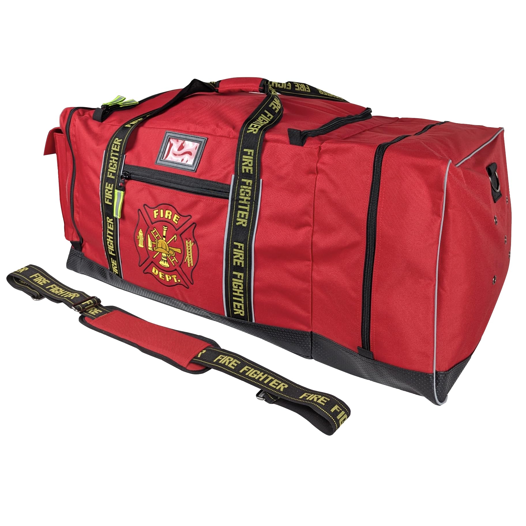 Kemp USA Red Firefighter Gear Bag front view with Maltese Cross logo for quick gear identification