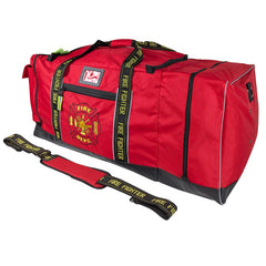 Kemp USA Red Firefighter Gear Bag front view with Maltese Cross logo for quick gear identification