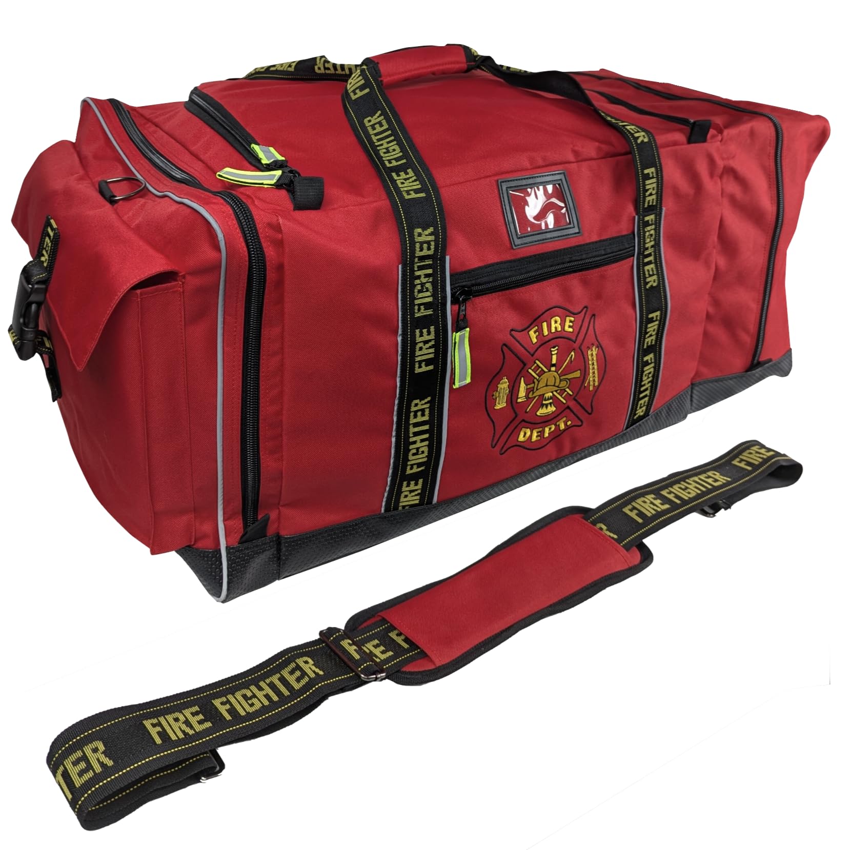 Kemp USA red gear bag nylon material with reflective trim for high visibility