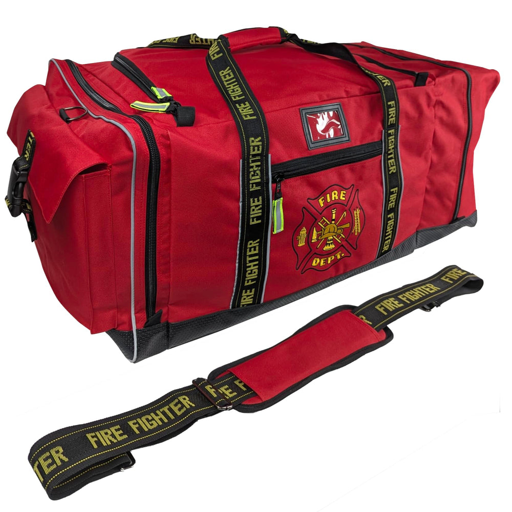 Kemp USA red gear bag nylon material with reflective trim for high visibility
