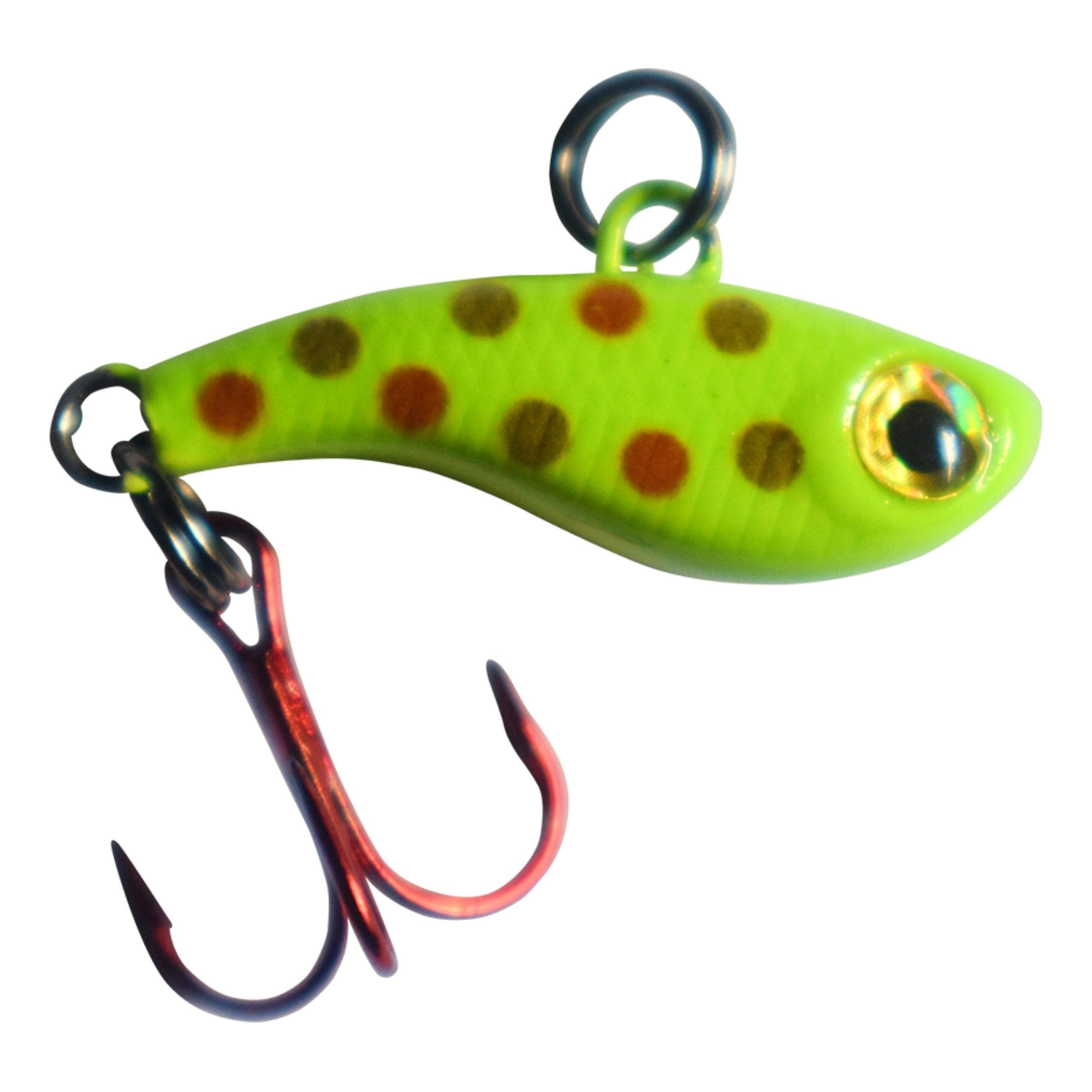 Kenders Outdoors T-Rip Mini Vibe Bait Chartreuse WonderBread Glow; attracts panfish.