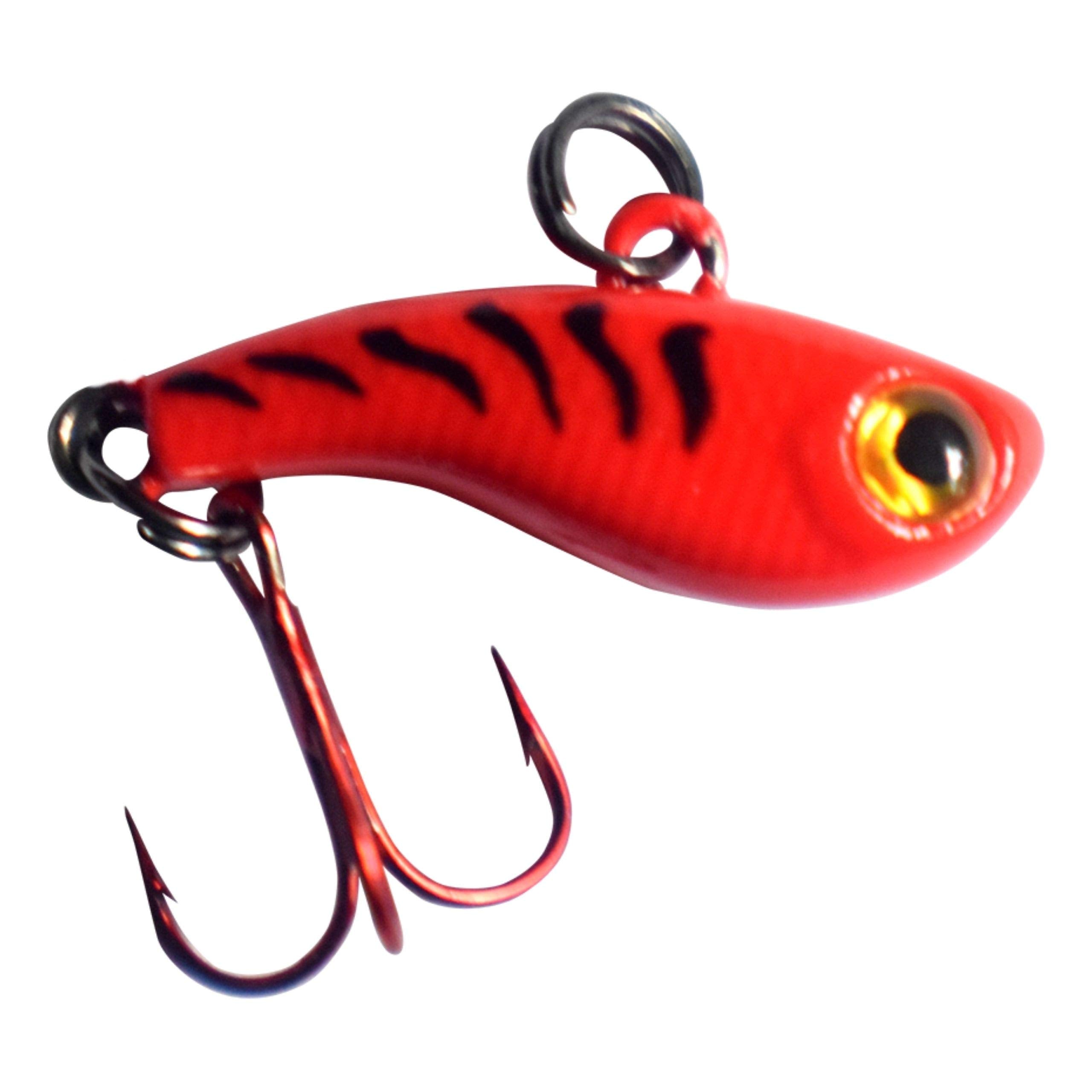 Kenders Outdoors Tungsten T-Rip Mini Bait, Red Tiger Glow, ideal for panfish in clear water