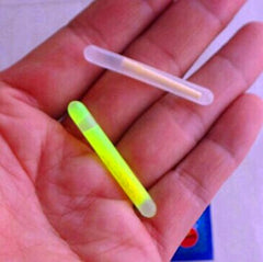 Close-up of green glow stick showing 4.5mm diameter