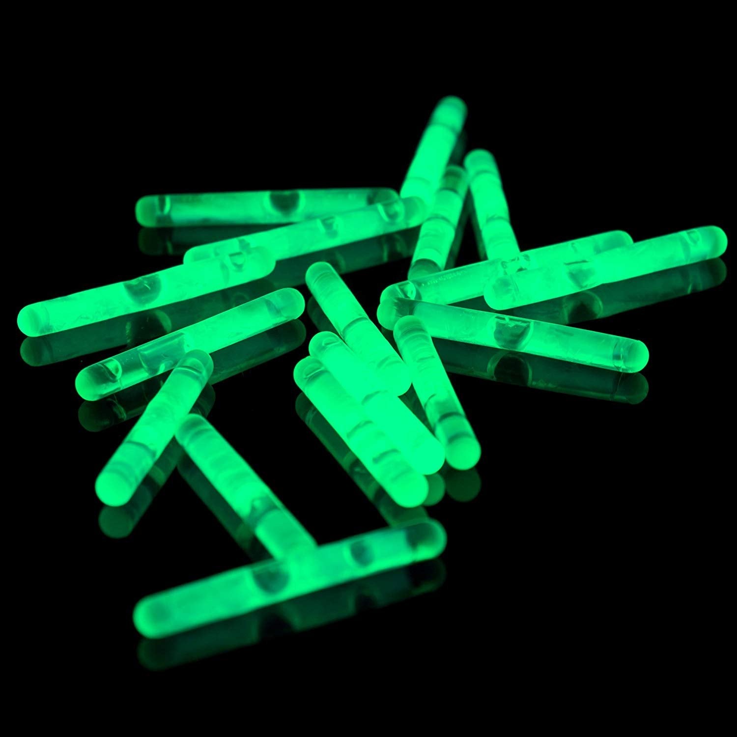 Glow emitted from green sticks in dark (visibility up to 35m)