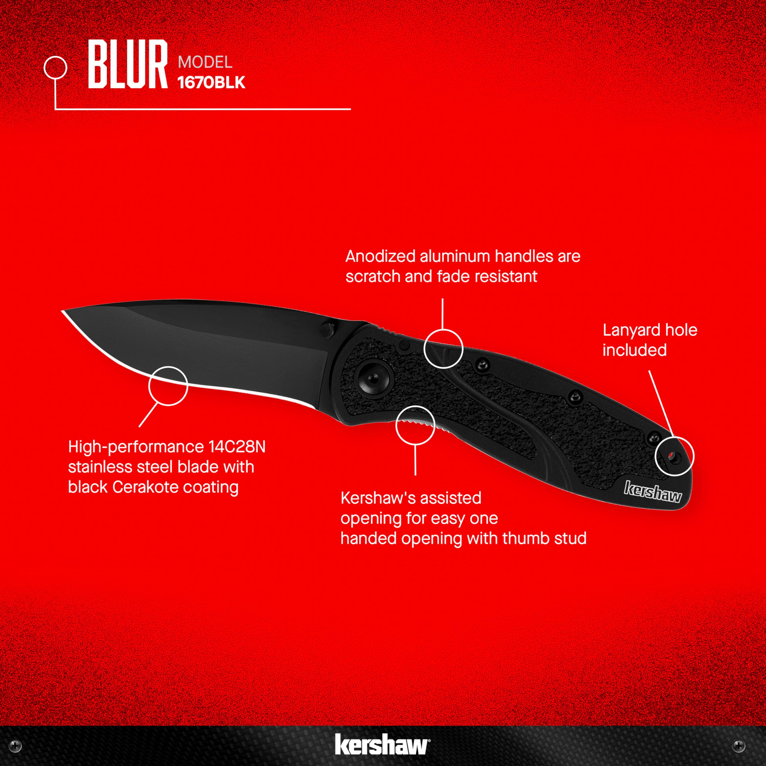 Assisted opening mechanism and thumb stud on Kershaw Blur