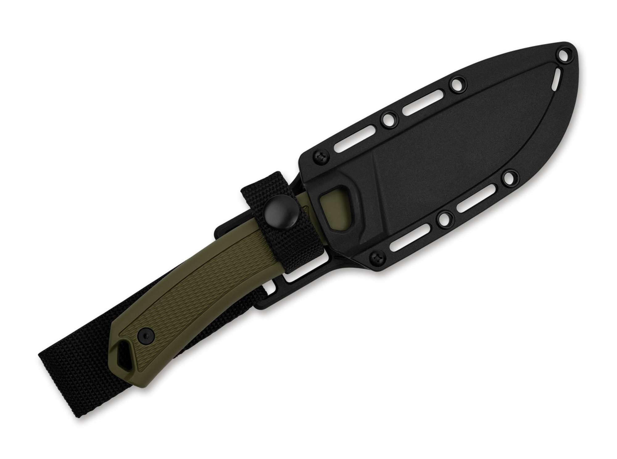 Kershaw Deschutes Skinner fixed blade knife with sheath and olive handle