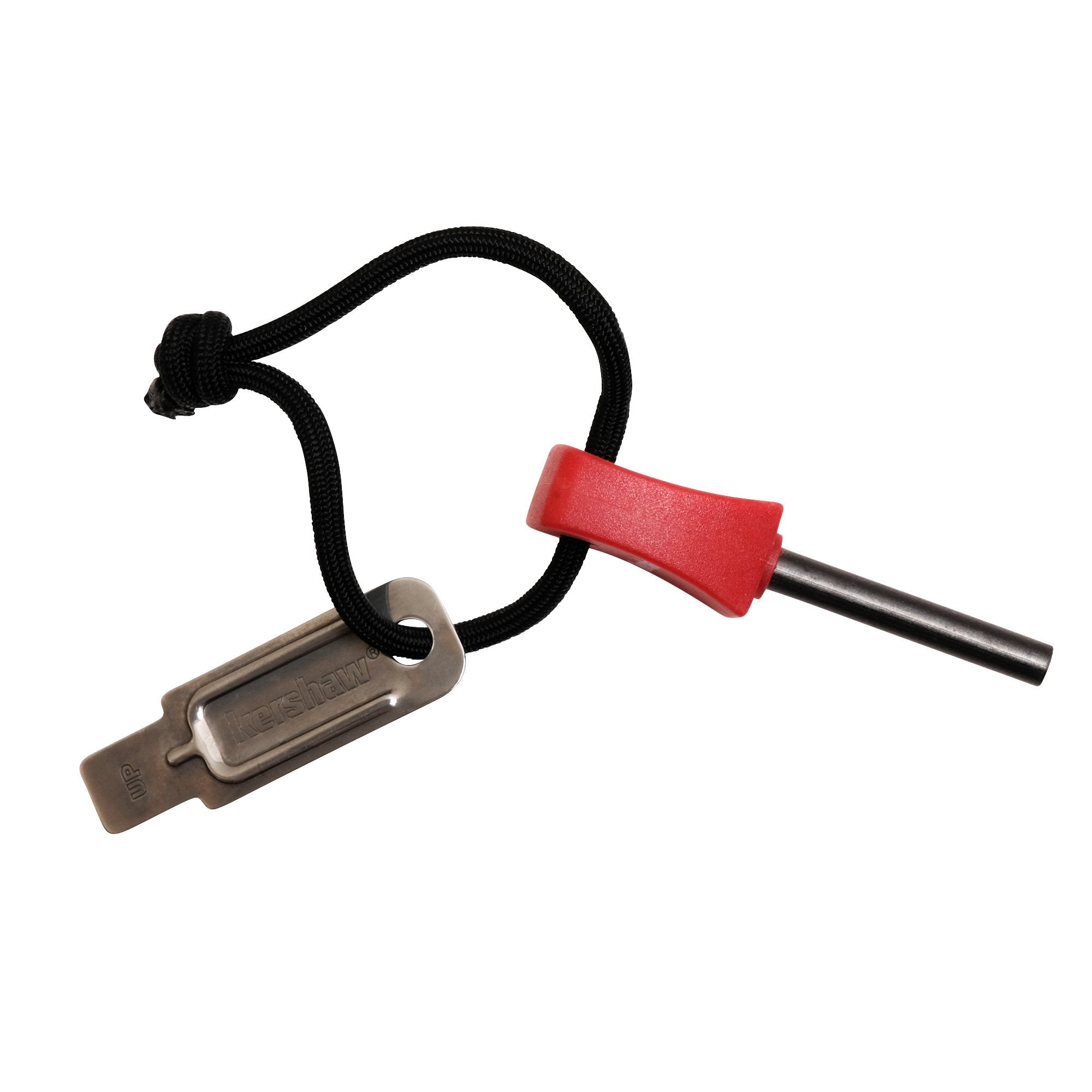 Kershaw Firestarter red handle closeup enhances visibility and grip