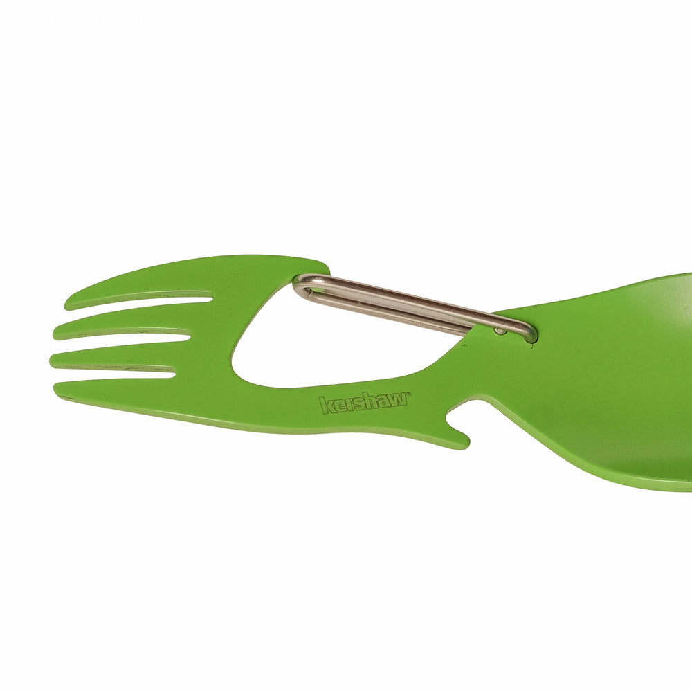 Kershaw Green Ration carabiner carry clip keeps tool secure