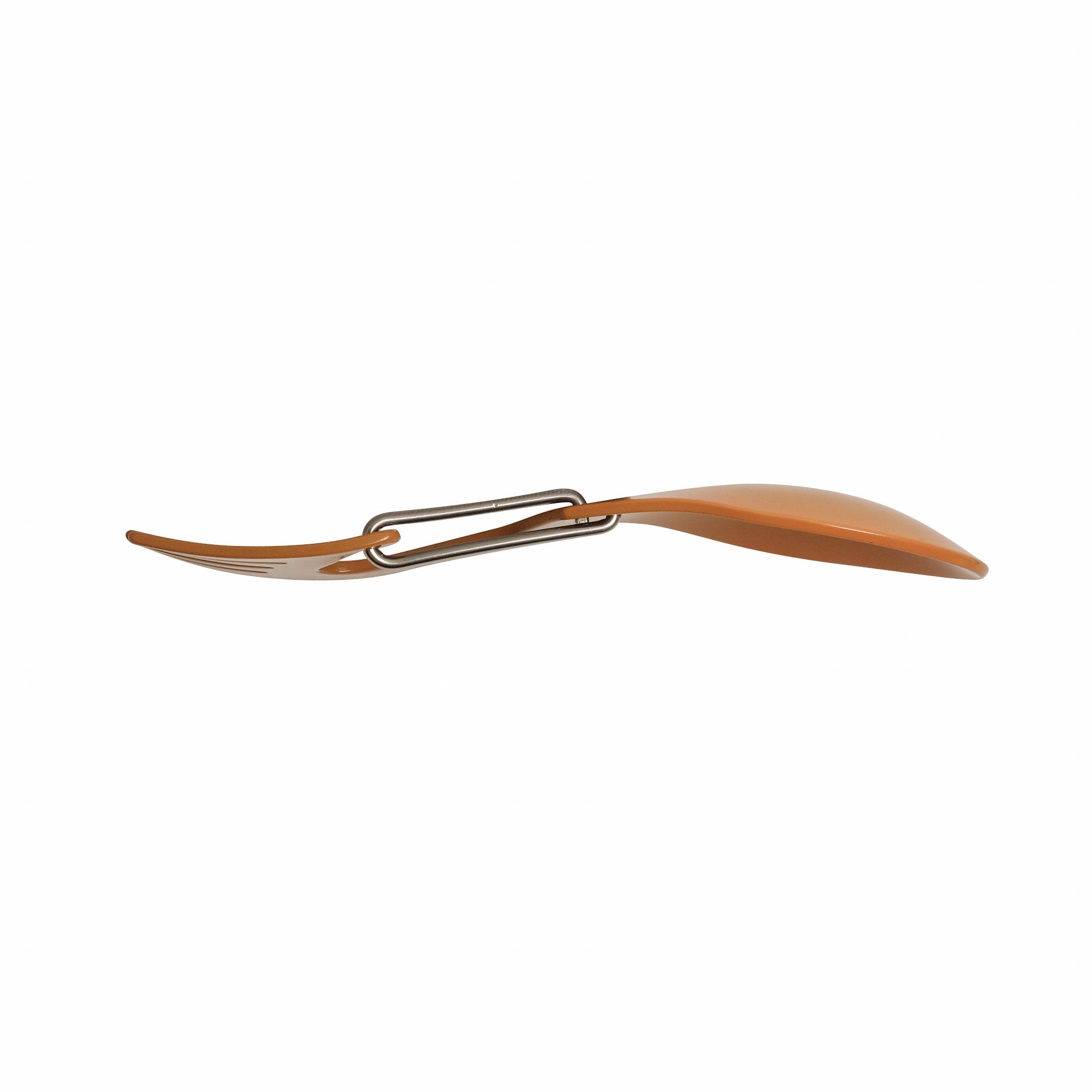 Kershaw Orange Ration carabiner-clip secures to your pack.