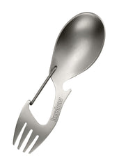 Kershaw Ration Utensil Tool: spoon and fork with carabiner for camping meals.